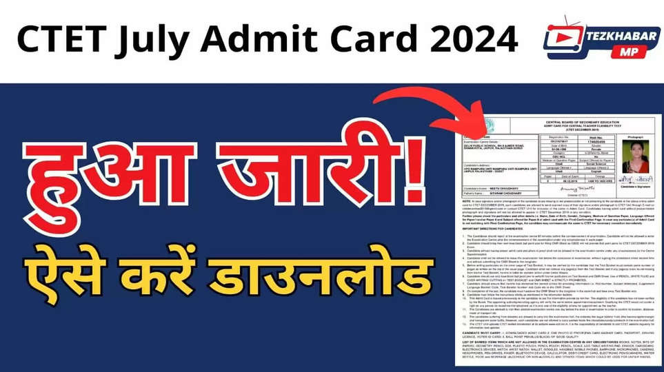 CTET July Admit Card 2024